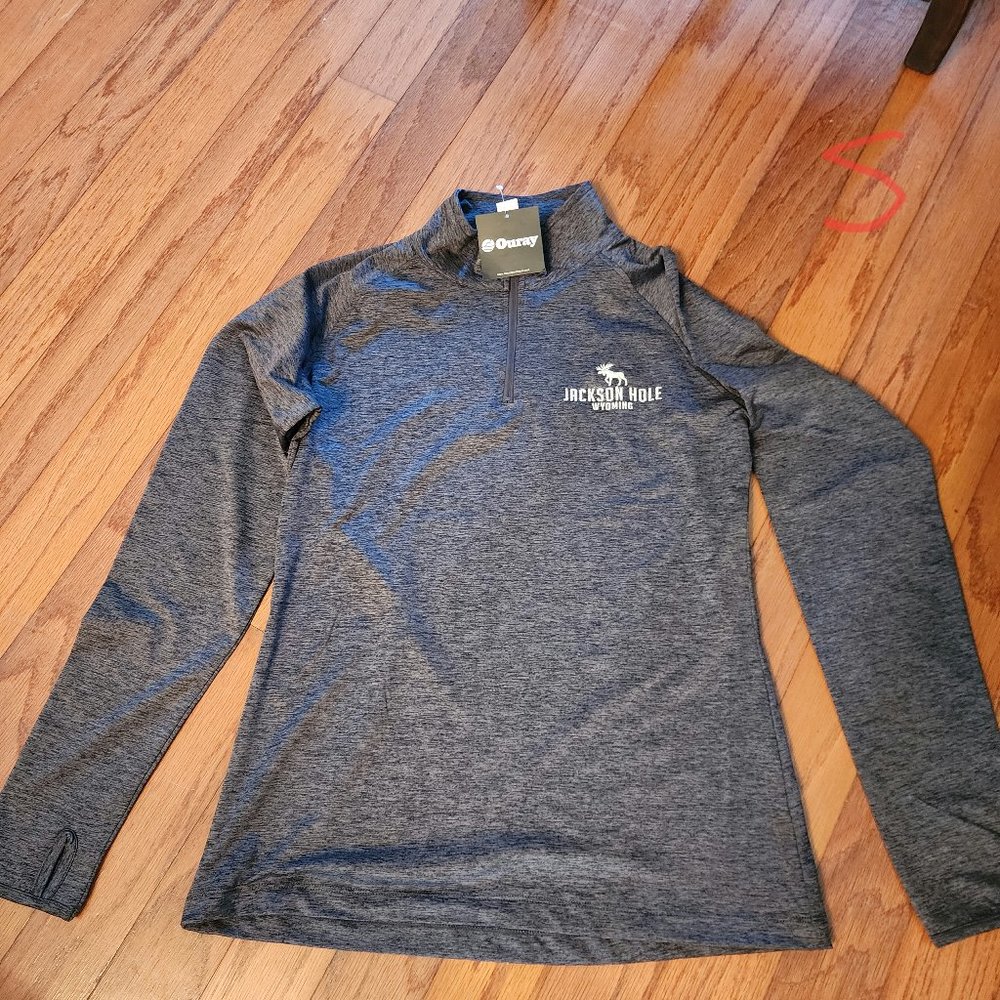 Ouray long sleeve 1/4 zip heather gay technical material size Small